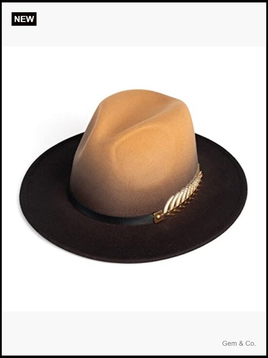 Wide Brim Fedora Hat with Belt Buckle - One Size main image 5